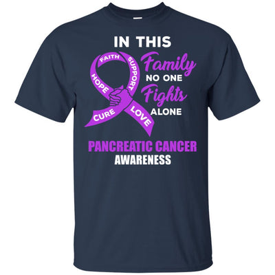 In This Family No One Fights Alone Pancreatic Cancer-T-Shirt & Hoodie-Classic T-Shirt-Navy