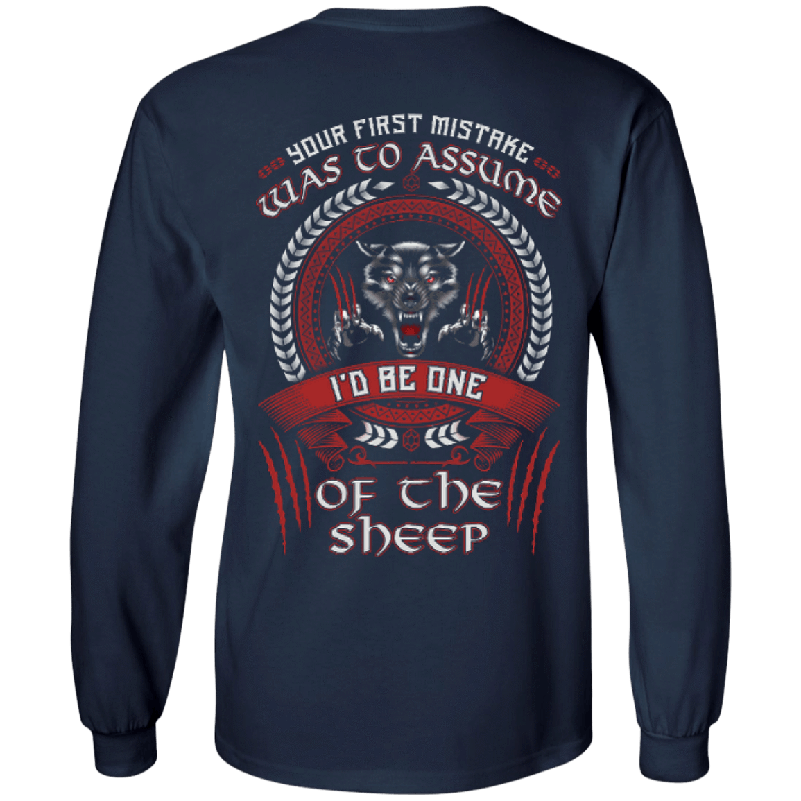 I'd Be One Of The Sheep Wolf Of Odin-T-Shirt & Hoodie-Long Sleeve T-Shirt-Navy