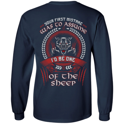 I'd Be One Of The Sheep Wolf Of Odin-T-Shirt & Hoodie-Long Sleeve T-Shirt-Navy