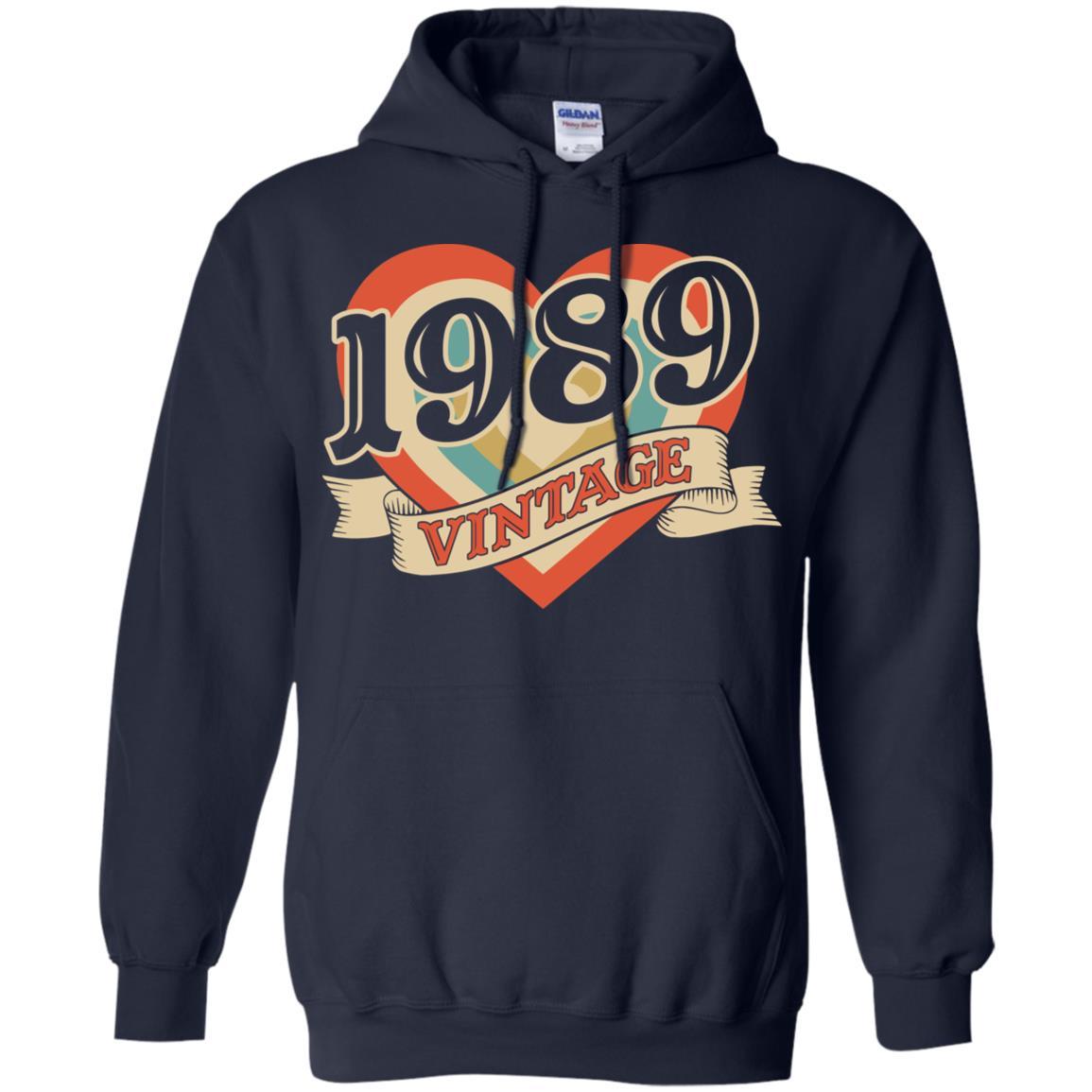 Vintage Retro Classic Heart Made In 1989 32th Birthday-T-Shirt & Tank Top-Pullover Hoodie-Navy