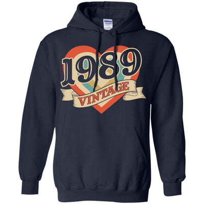 Vintage Retro Classic Heart Made In 1989 32th Birthday-T-Shirt & Tank Top-Pullover Hoodie-Navy