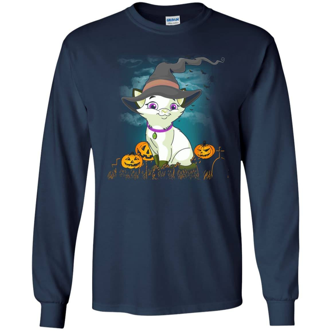 Halloween Cat Lovers-T-Shirt & Hoodie-Long Sleeve T-Shirt-Navy