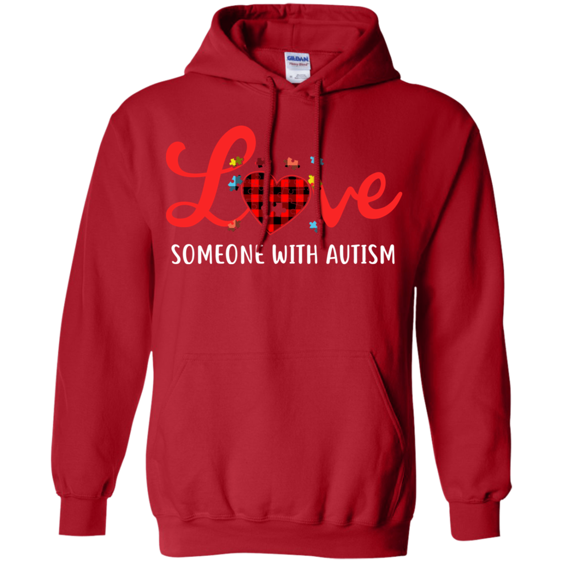 Love Someone With Autism-T-Shirt & Hoodie-Pullover Hoodie-Red