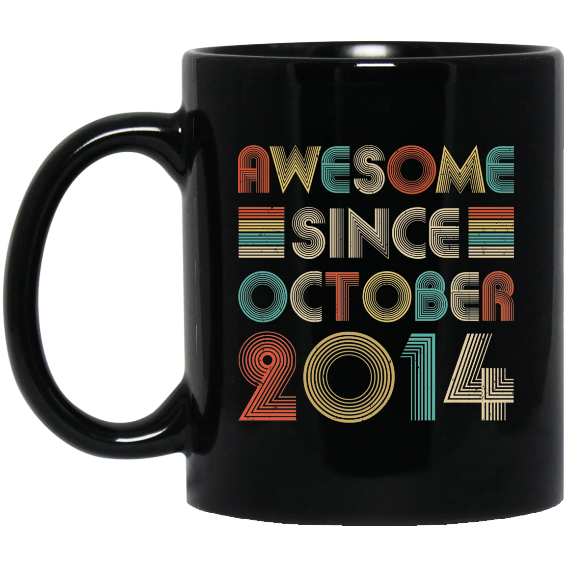 Awesome Since October 2014 Vintage 7th Birthday Gifts Youth Mug-Coffee Mug-BM11OZ 11 oz. Black Mug-Black