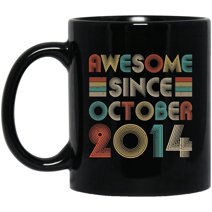 Awesome Since October 2014 Vintage 7th Birthday Gifts Youth Mug-Coffee Mug-BM11OZ 11 oz. Black Mug-Black