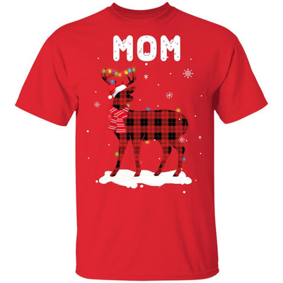 Mom Deer Red Plaid Christmas Family Matching Pajamas-T-Shirt & Sweatshirt-Classic T-Shirt-Red