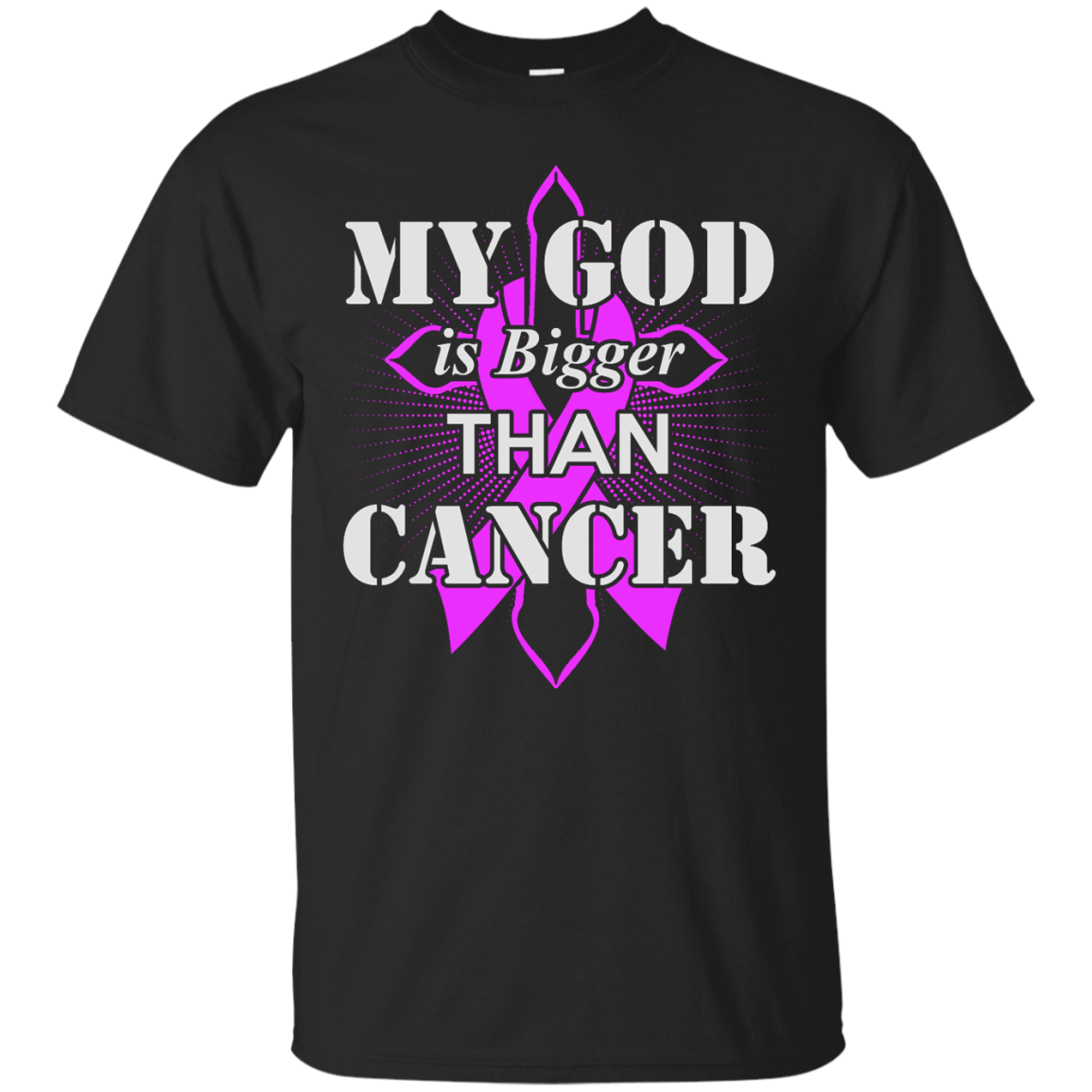 My God Is Bigger Than Cancer Purple Awareness Ribbon-T-Shirt & Hoodie-Classic T-Shirt-Black