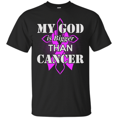 My God Is Bigger Than Cancer Purple Awareness Ribbon-T-Shirt & Hoodie-Classic T-Shirt-Black