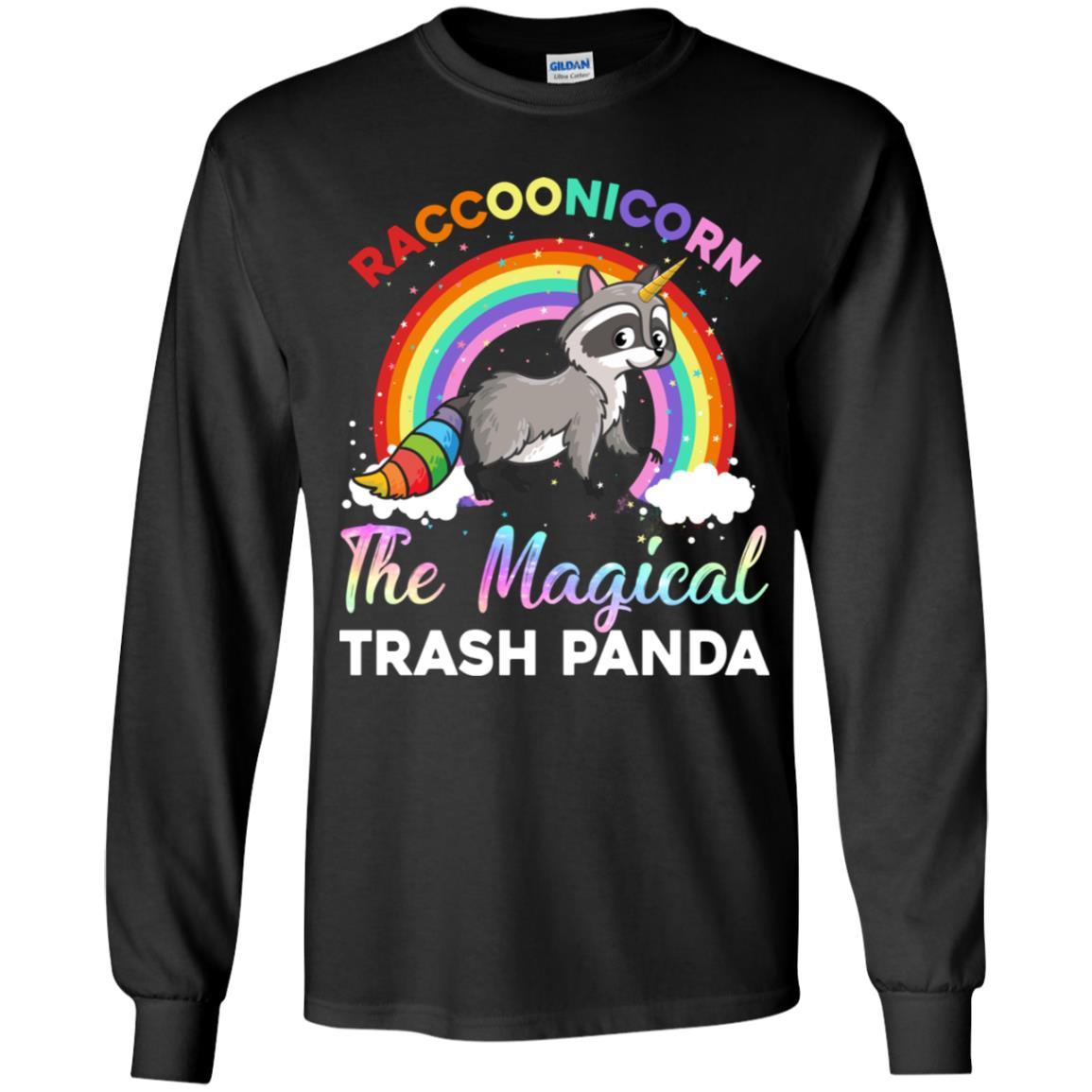 Racoonicorn Raccoon Unicorn Trash Panda For Kid Girls Youth-Youth Shirt-Youth Long Sleeve T-Shirt-Black