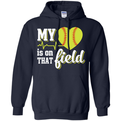 My Heart Is On That Field Softball-T-Shirt & Hoodie-Pullover Hoodie-Navy