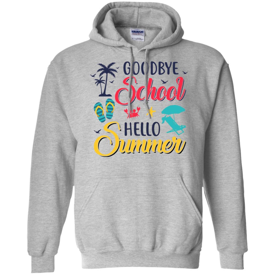 Goodbye School Hello Summer Vintage Retro Style-T-Shirt & Hoodie-Pullover Hoodie-Sport Grey