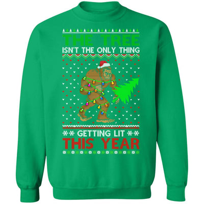 Christmas Bigfoot The Tree Isn't The Only Thing Sweater-T-Shirt & Sweatshirt-Crewneck Sweatshirt-Irish Green