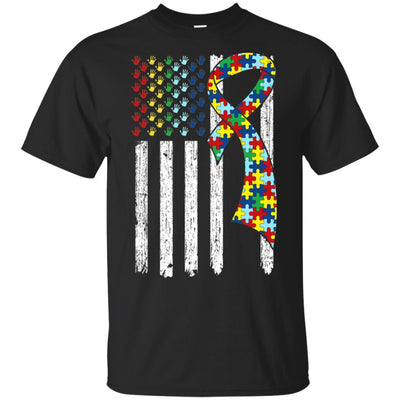 Support Autism Awareness American Flag-T-Shirt & Hoodie-Classic T-Shirt-Black