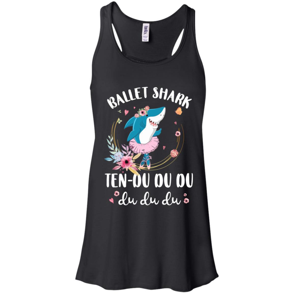 Ballet Shark Ten Du Du Du Funny Ballet Dancer-T-Shirt & Tank Top-Women's Flowy Racerback Tank-Black