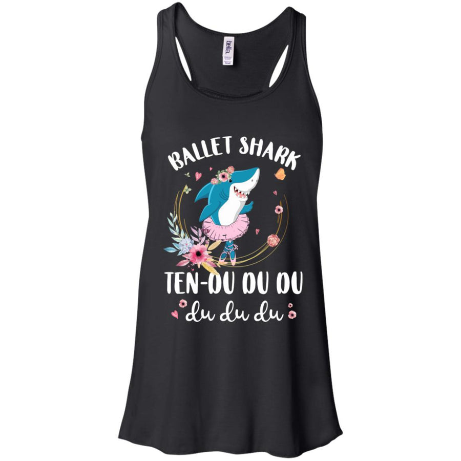 Ballet Shark Ten Du Du Du Funny Ballet Dancer-T-Shirt & Tank Top-Women's Flowy Racerback Tank-Black