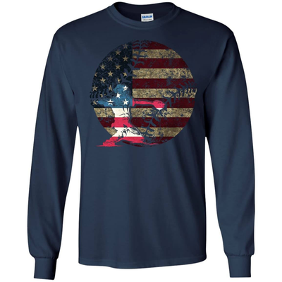 Catcher Baseball America Flag-T-Shirt & Hoodie-Long Sleeve T-Shirt-Navy