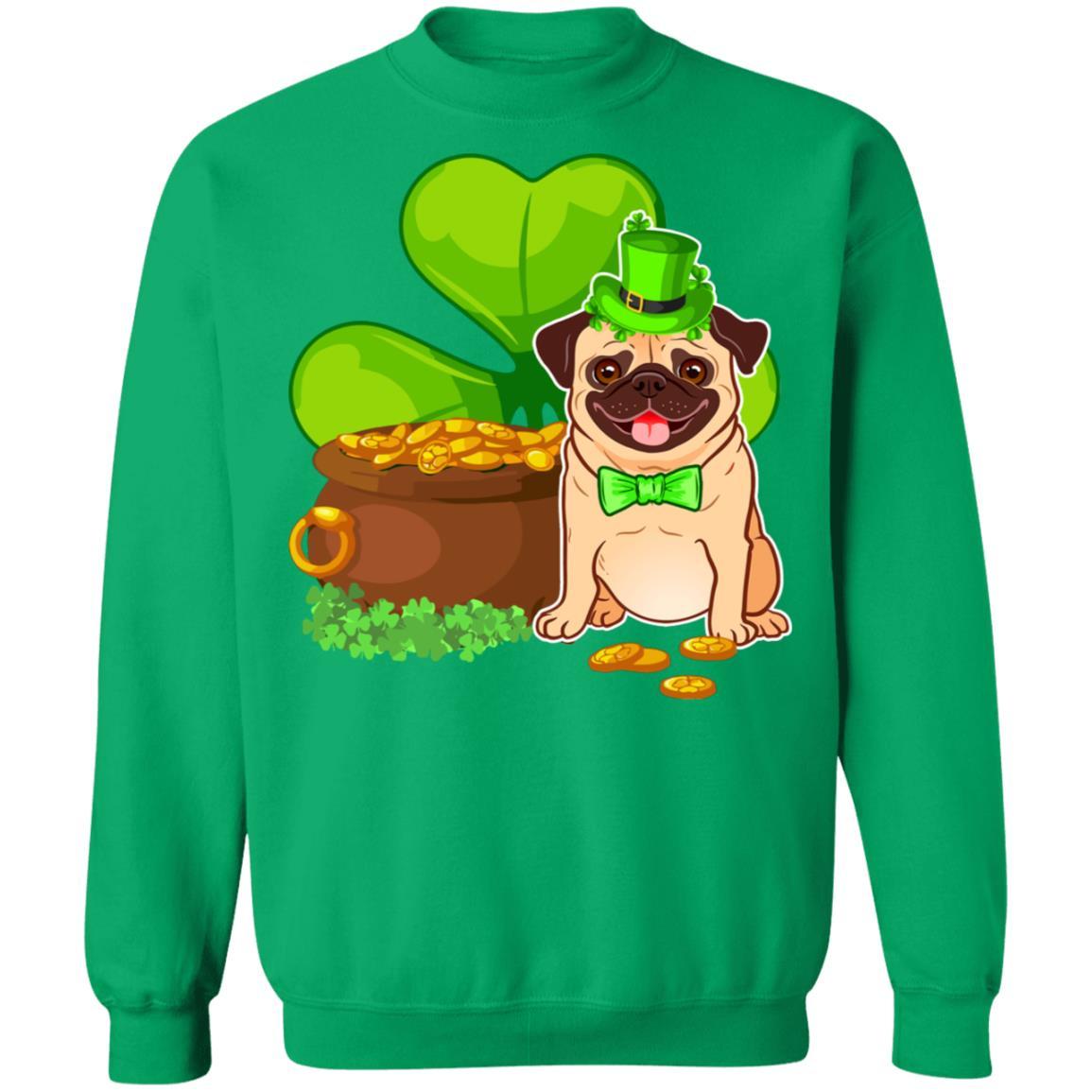 Pug St Patrick's Day Irish Dog Lover Funny Gifts-T-Shirt & Hoodie-Crewneck Sweatshirt-Irish Green