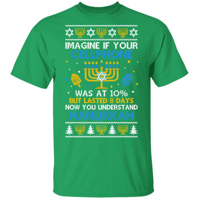 Funny Hanukkah Chanukah Cellphone Menorah Ugly Sweater-T-Shirt & Sweatshirt-Classic T-Shirt-Irish Green