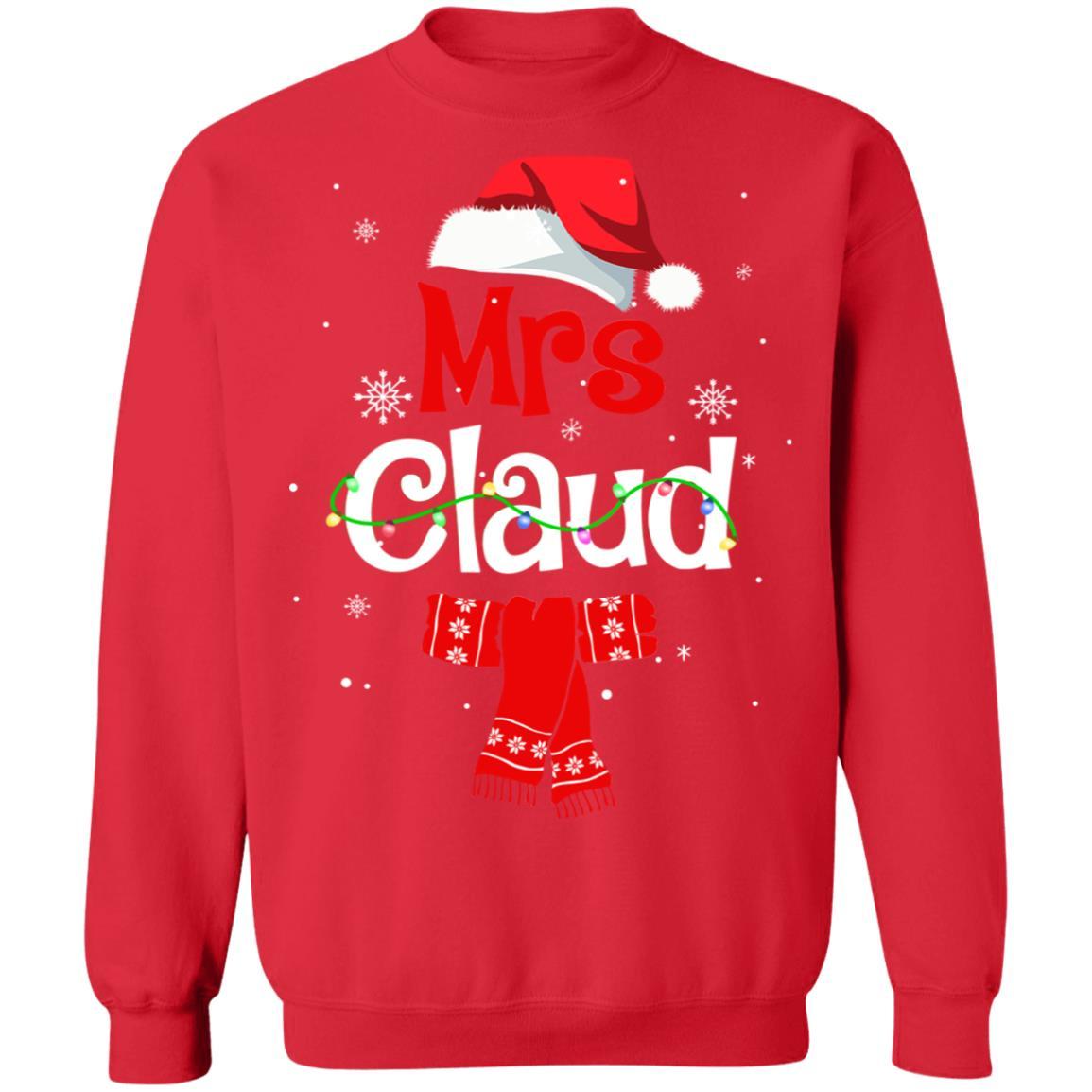 Mrs Claus Daddy Claus Mama Claus Family Pajamas Christmas-T-Shirt & Sweatshirt-Crewneck Sweatshirt-Red