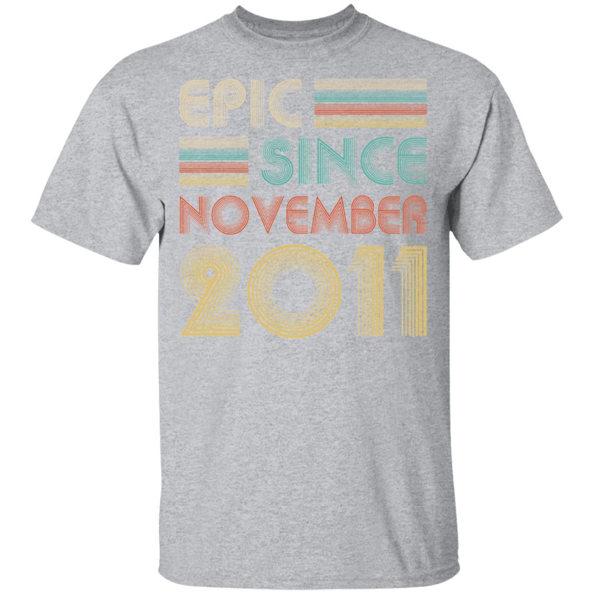 Epic Since November 2011 Vintage 10th Birthday Gifts Youth-Youth Shirt-Youth T-Shirt-Sport Grey
