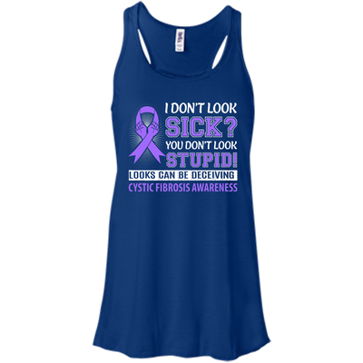 I Don't Look Sick Cystic Fibrosis Awareness-T-Shirt & Hoodie-Women's Flowy Racerback Tank-True Royal