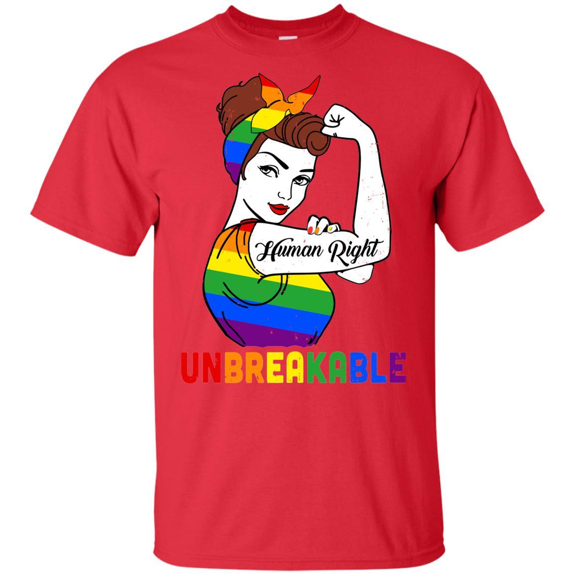 Lady Human Right Unbreakable Rainbow LGBT Pride Month-T-Shirt & Hoodie-Youth T-Shirt-Red