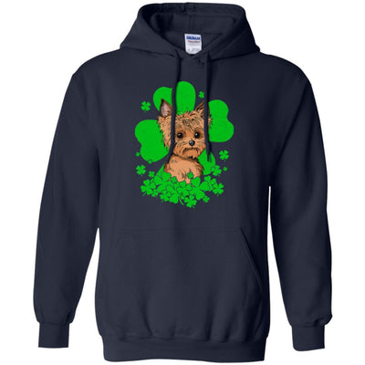 Yorkie St. Patrick's Day Clovers-T-Shirt & Hoodie-Pullover Hoodie-Navy