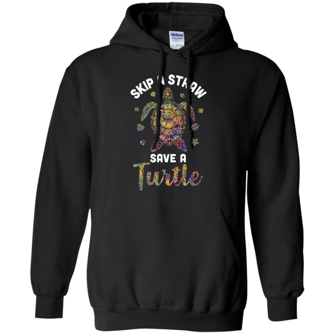 Hippie Skip A Straw Save A Turtle-T-Shirt & Tank Top-Pullover Hoodie-Black