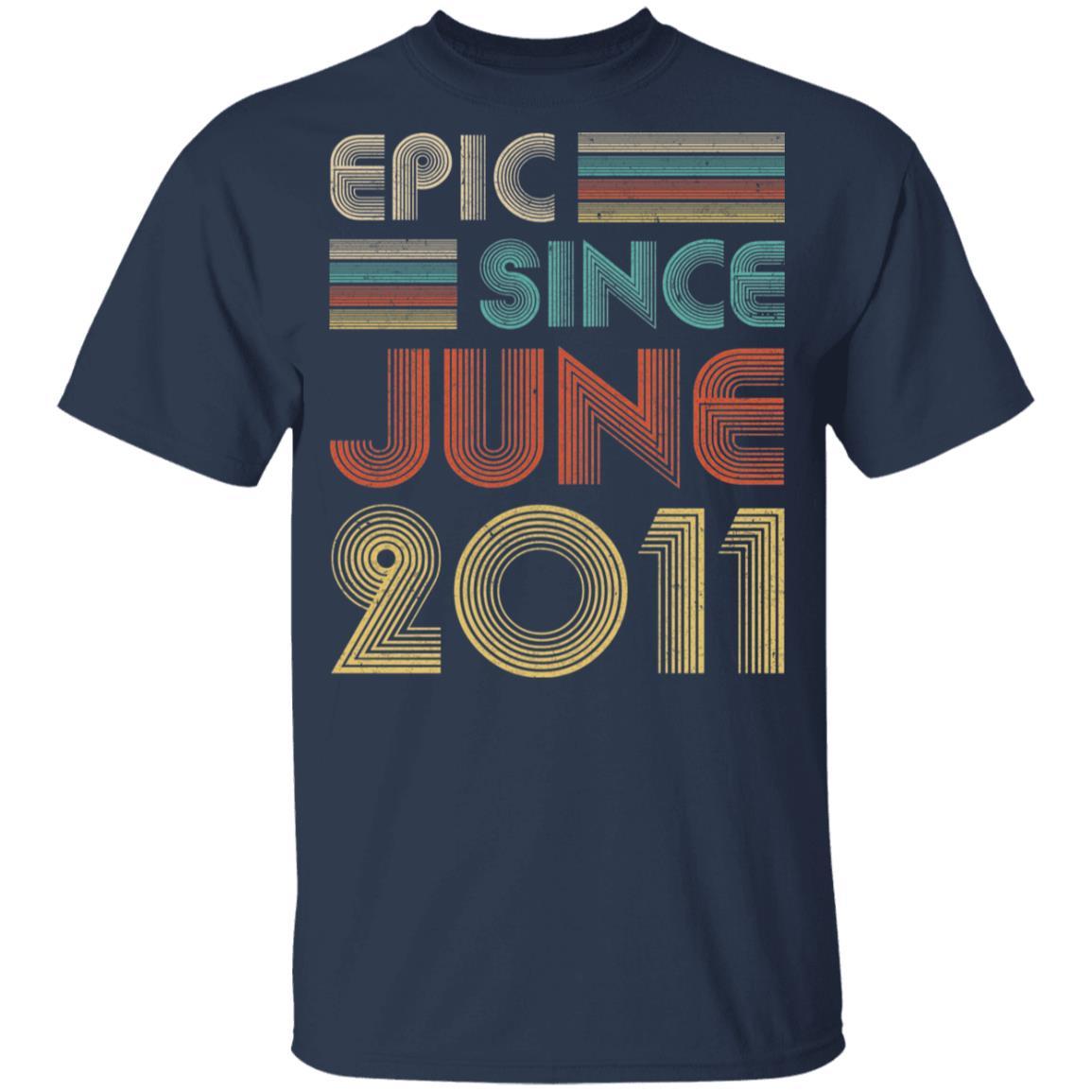 Epic Since June 2011 Vintage 10th Birthday Gifts Youth-Youth Shirt-Youth T-Shirt-Navy