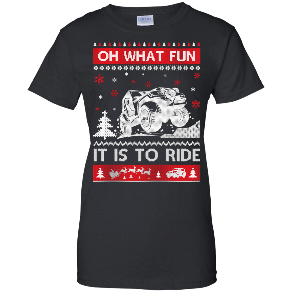 Jeep Sweater Christmas Oh What Fun It Is To Ride-T-Shirt & Hoodie-Women's T-Shirt-Black