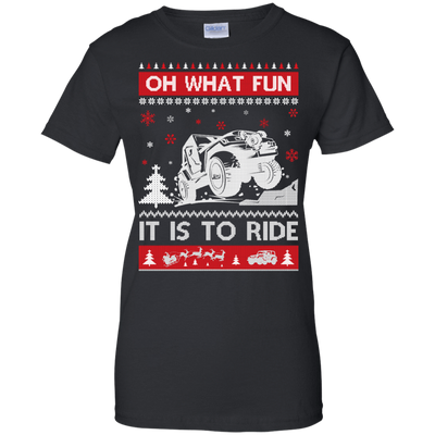 Jeep Sweater Christmas Oh What Fun It Is To Ride-T-Shirt & Hoodie-Women's T-Shirt-Black
