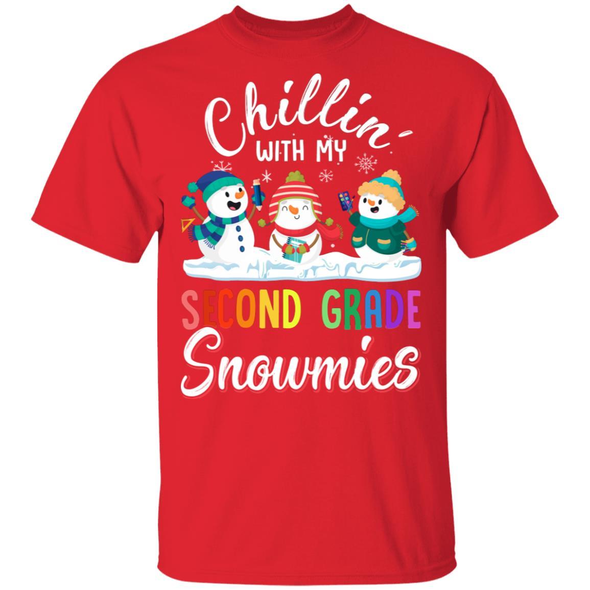 Chillin' With Second Grade Snowmies Christmas Teacher Gifts-T-Shirt & Sweatshirt-Classic T-Shirt-Red