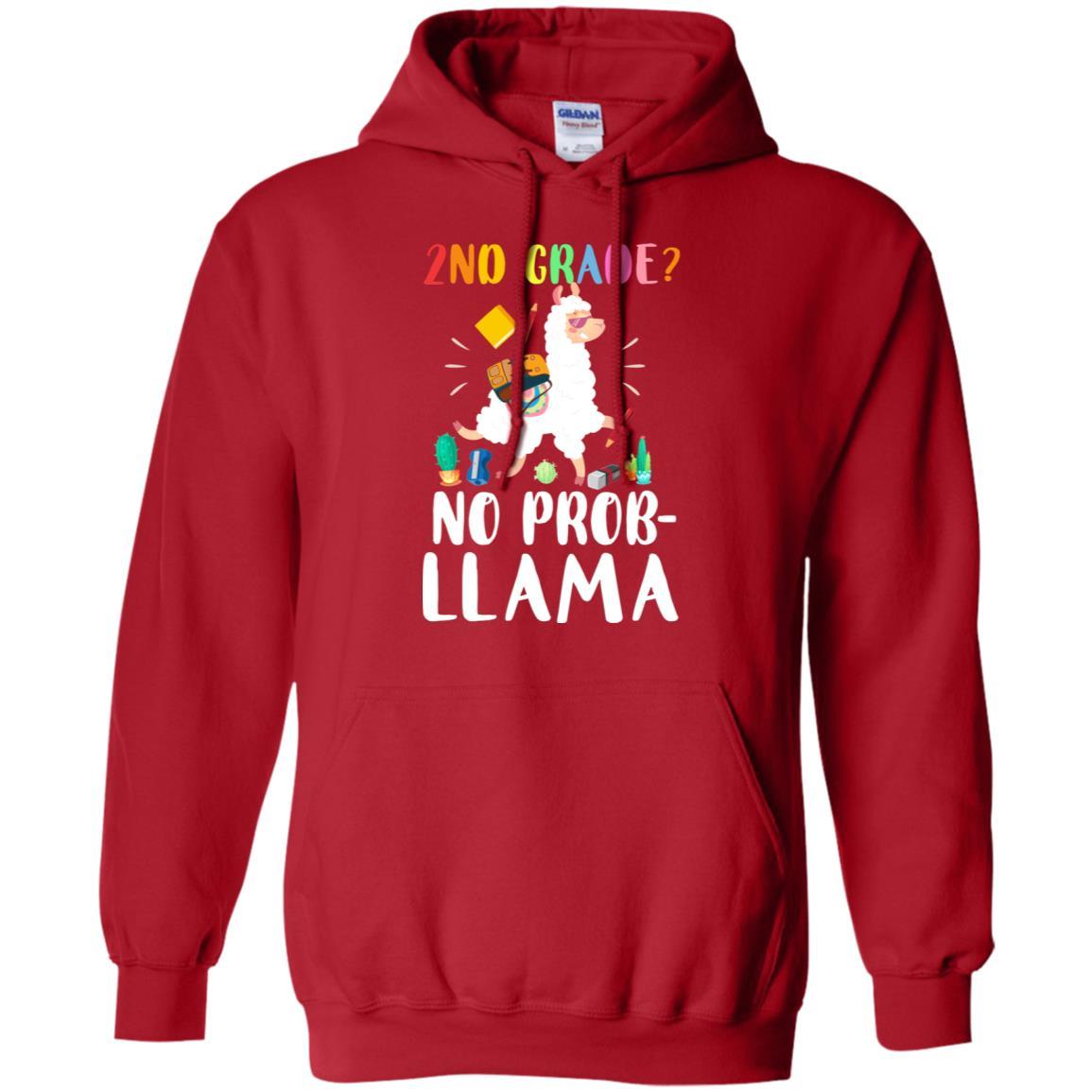 2nd Grade No Prob Llama Funny First Day Of School-T-Shirt & Hoodie-Pullover Hoodie-Red