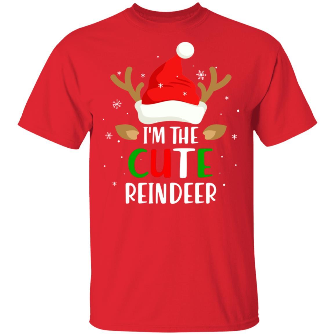 I'm The Cute Reindeer Matching Family Christmas-T-Shirt & Sweatshirt-Classic T-Shirt-Red