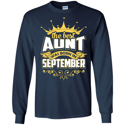 The Best Aunt Was Born In September-T-Shirt & Hoodie-Long Sleeve T-Shirt-Navy