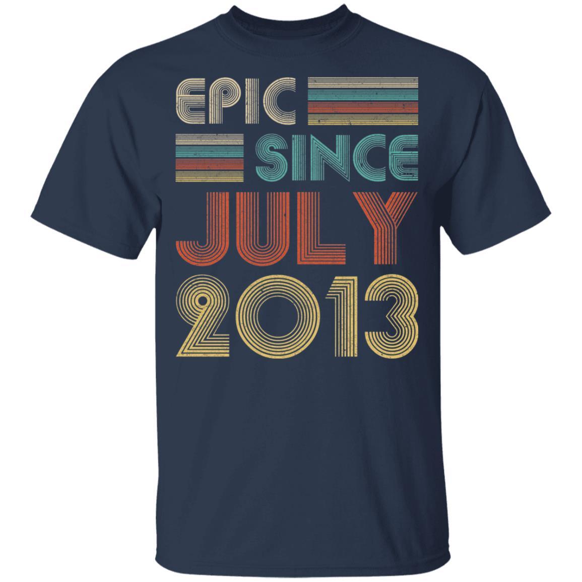 Epic Since July 2013 Vintage 8th Birthday Gifts Youth-Youth Shirt-Youth T-Shirt-Navy