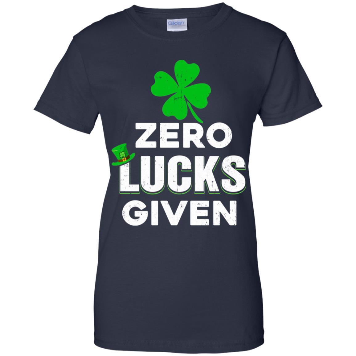Zero Lucks Given St Patricks Day-T-Shirt & Hoodie-Women's T-Shirt-Navy