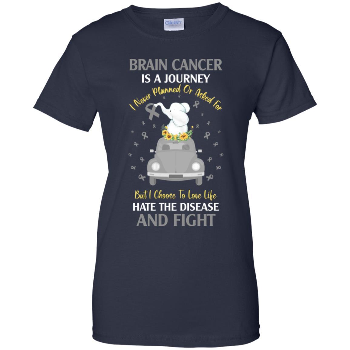 Brain Cancer Awareness Is A Journey-T-Shirt & Hoodie-Women's T-Shirt-Navy