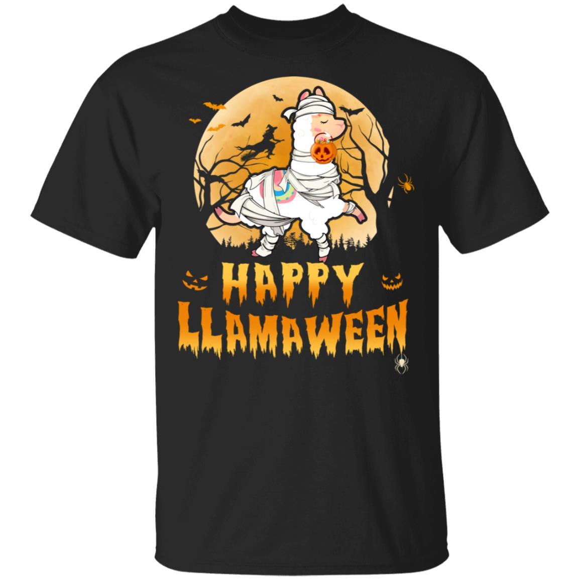 Happy Llamaween Funny Halloween Llama Costume Gift-T-Shirt & Hoodie-Classic T-Shirt-Black