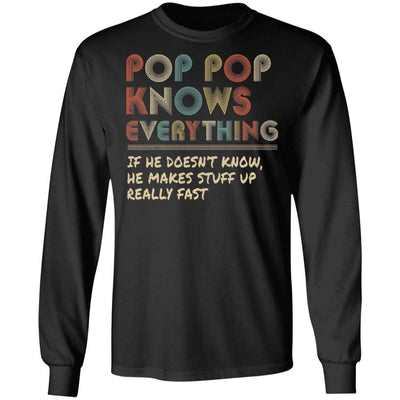 Pop Pop Know Everything Vintage Pop Pop Father's Day Gift-T-Shirt & Hoodie-Long Sleeve T-Shirt-Black