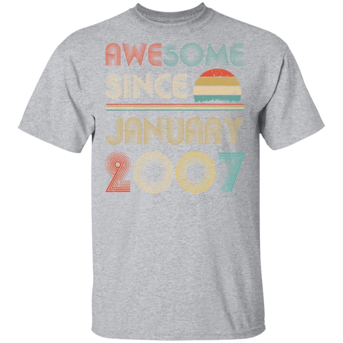 Awesome Since January 2007 Vintage 14th Birthday Gifts-T-Shirt & Hoodie-Classic T-Shirt-Sport Grey