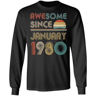 Awesome Since January 1980 Vintage 41th Birthday Gifts-T-Shirt & Hoodie-Long Sleeve T-Shirt-Black
