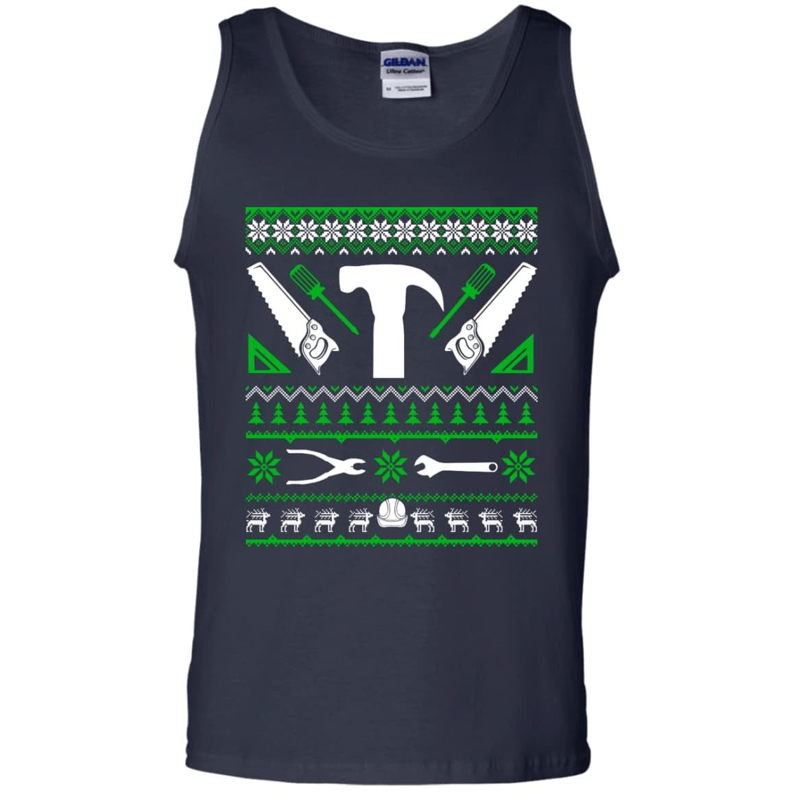 Carpenter Christmas Sweater-T-Shirt & Hoodie-Unisex Tank-Navy
