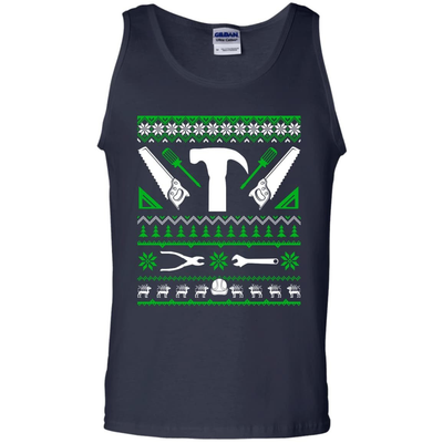 Carpenter Christmas Sweater-T-Shirt & Hoodie-Unisex Tank-Navy