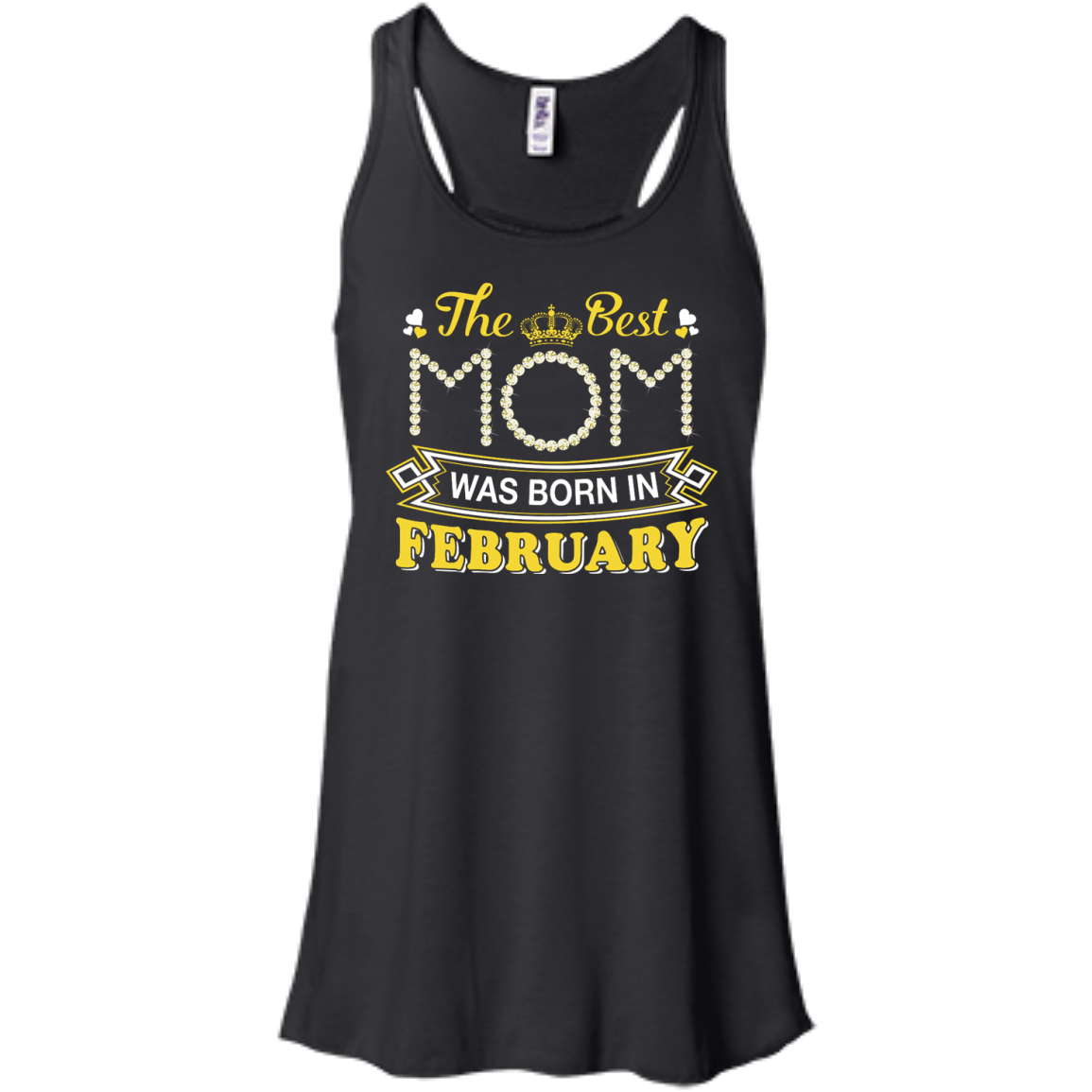 The Best Mom Was Born In February-T-Shirt & Hoodie-Women's Flowy Racerback Tank-Black
