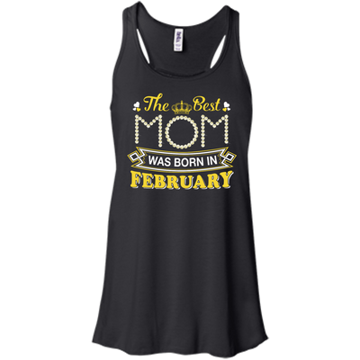 The Best Mom Was Born In February-T-Shirt & Hoodie-Women's Flowy Racerback Tank-Black