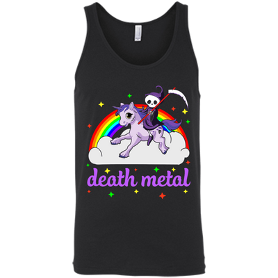 Rainbow Death Metal Rocker Unicorn-T-Shirt & Hoodie-Unisex Tank-Black