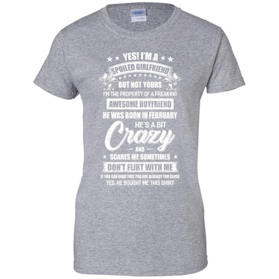 Yes I'm A Spoiled Girlfriend Of A February Boyfriend Funny-T-Shirt & Hoodie-Women's T-Shirt-Sport Grey