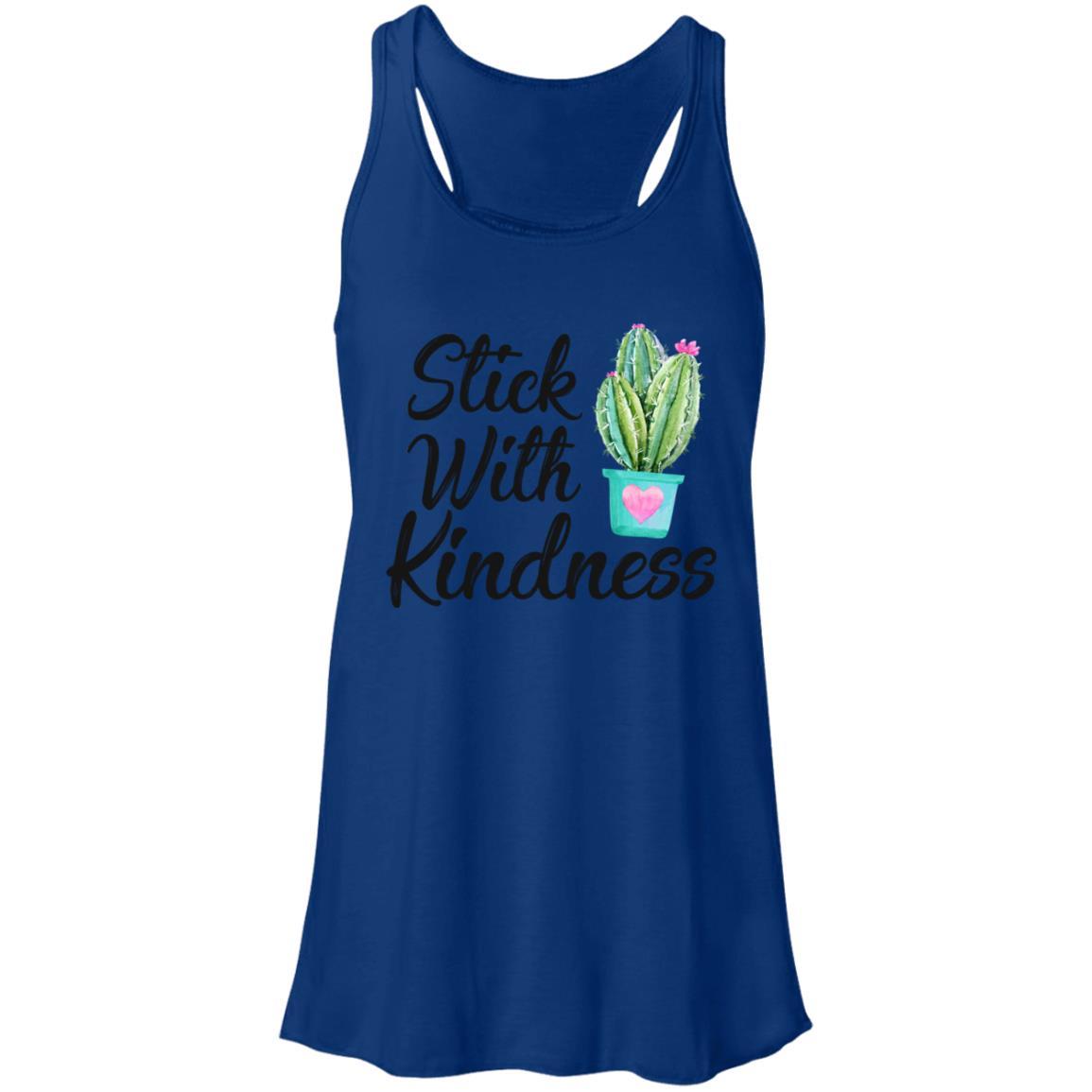 Stick With Kindness Teacher Students Gift-T-Shirt & Hoodie-Women's Flowy Racerback Tank-True Royal