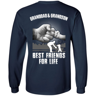 Granddad And Grandson Best Friends For Life-T-Shirt & Hoodie-Long Sleeve T-Shirt-Navy